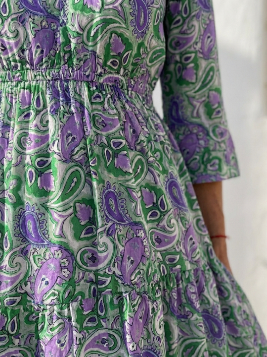 Isabella | Long Sleeve V Neck Bohemian Maxi Dress