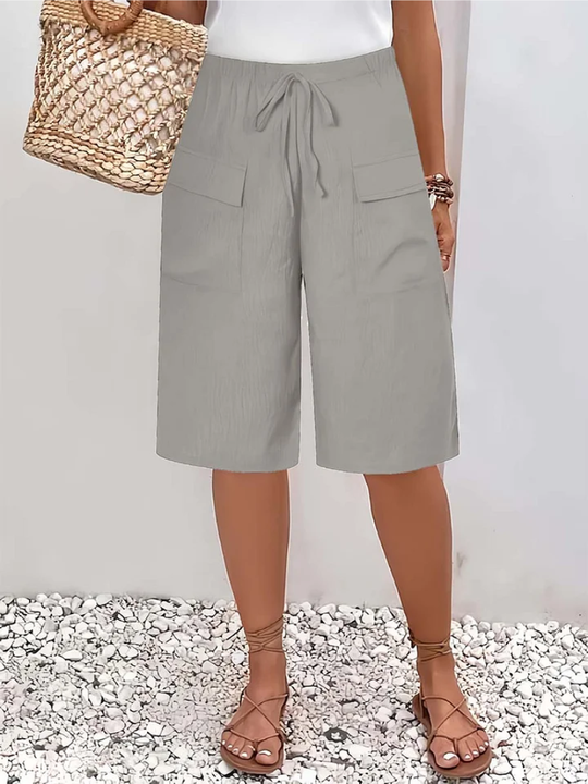 Women's Shorts with Elasticated Waistband and Adjustable Drawstring