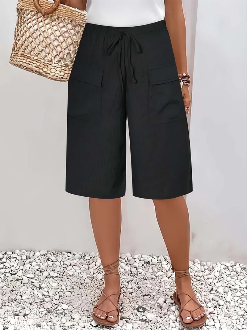 Women's Shorts with Elasticated Waistband and Adjustable Drawstring