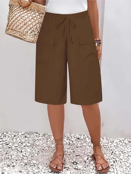 Women's Shorts with Elasticated Waistband and Adjustable Drawstring