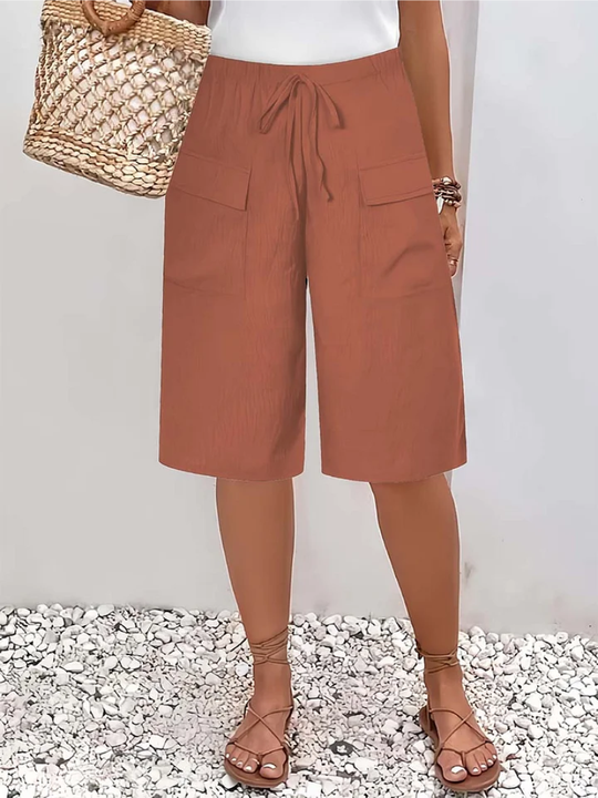 Women's Shorts with Elasticated Waistband and Adjustable Drawstring