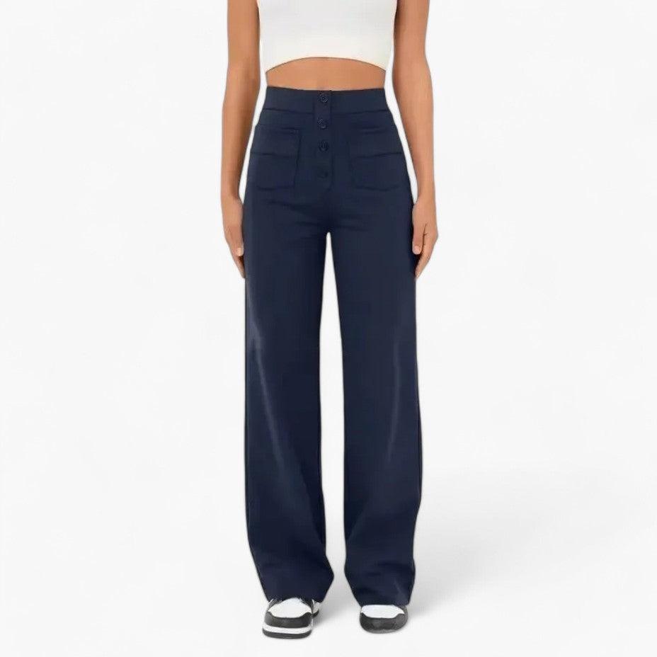 Women's Elastic Waist Trousers with Shaping Fit and Full Length