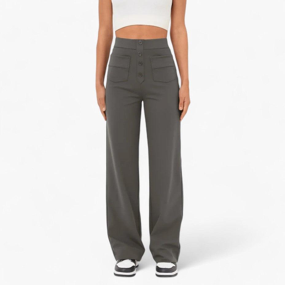 Women's Elastic Waist Trousers with Shaping Fit and Full Length