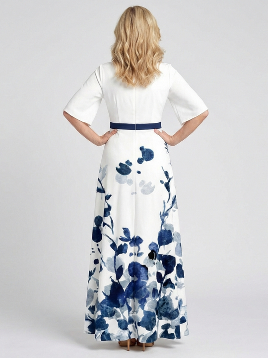 Eliza | V Neck Short Sleeve Floral Maxi Dress