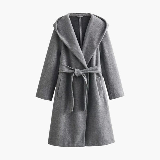 Women’s Trench Coat with Hood and Belted Waist