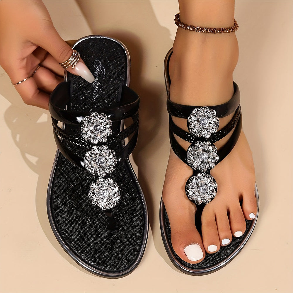 Women's Glam Sandals with Crystal Accents and Cushioned Insoles