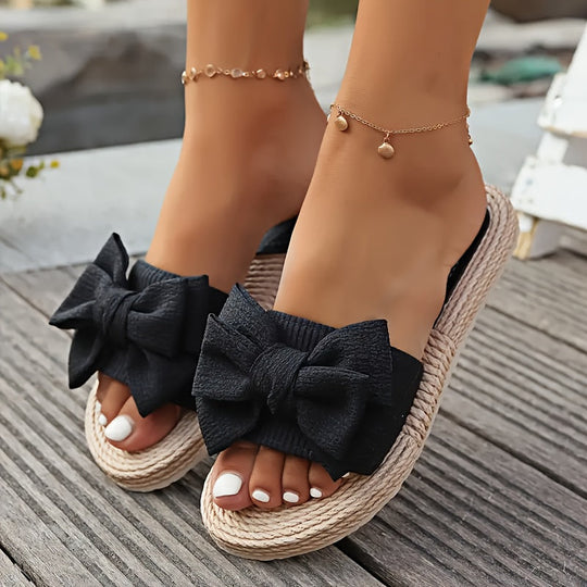 Women's Sandals with Bow Detail and Open-Toe Design