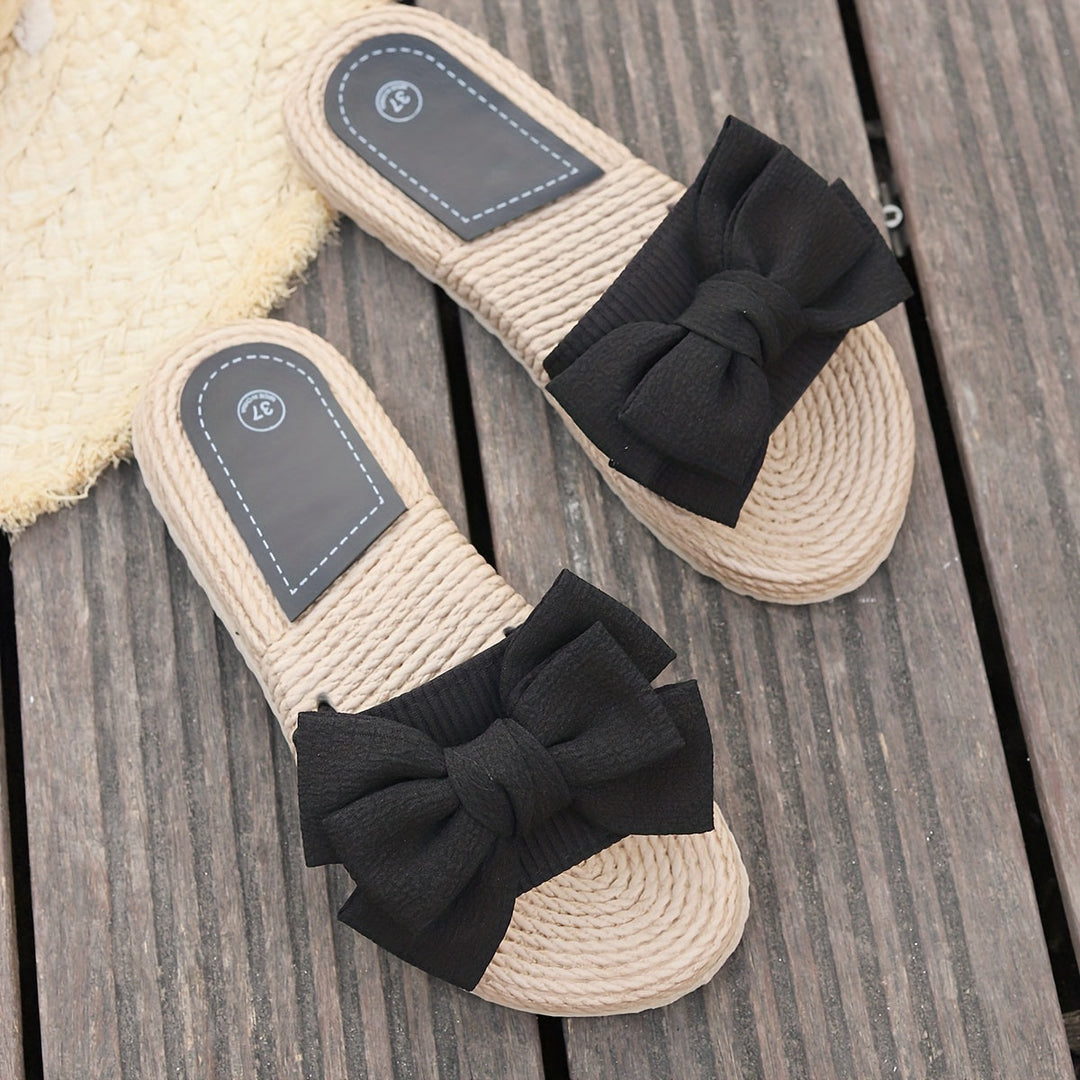 Women's Sandals with Bow Detail and Open-Toe Design