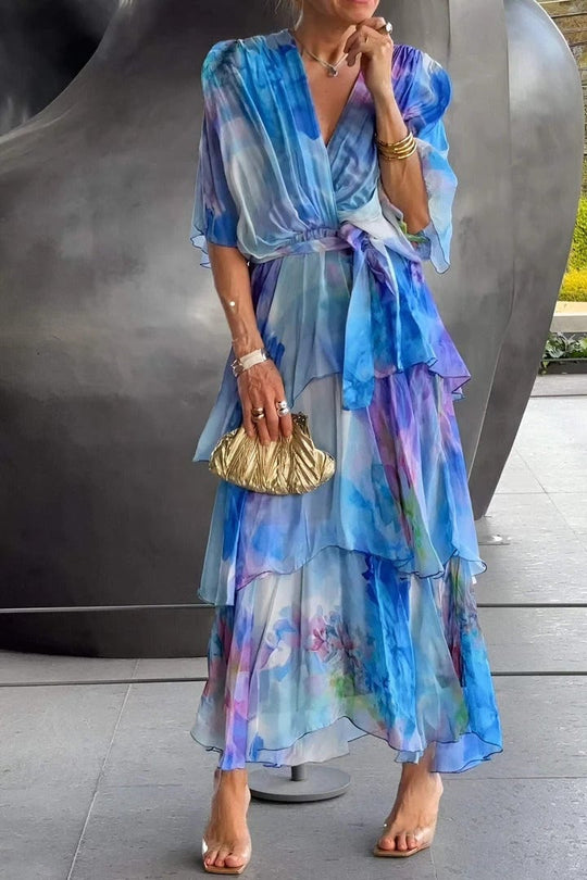 Women's Maxi Dress with Bohemian Print and Flowing Silhouette