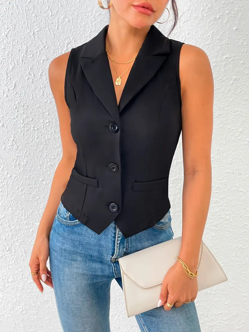Women's Gilet with Button Closure and Comfortable Fit