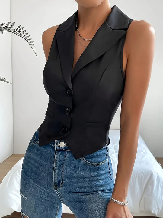 Women's Gilet with Button Closure and Comfortable Fit