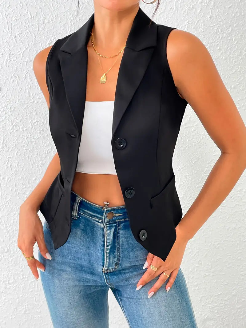 Women's Gilet with Button Closure and Comfortable Fit