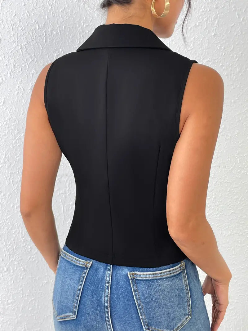 Women's Gilet with Button Closure and Comfortable Fit