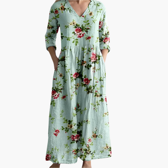 Women’s Maxi Dress with V-Neckline and Flowing Silhouette