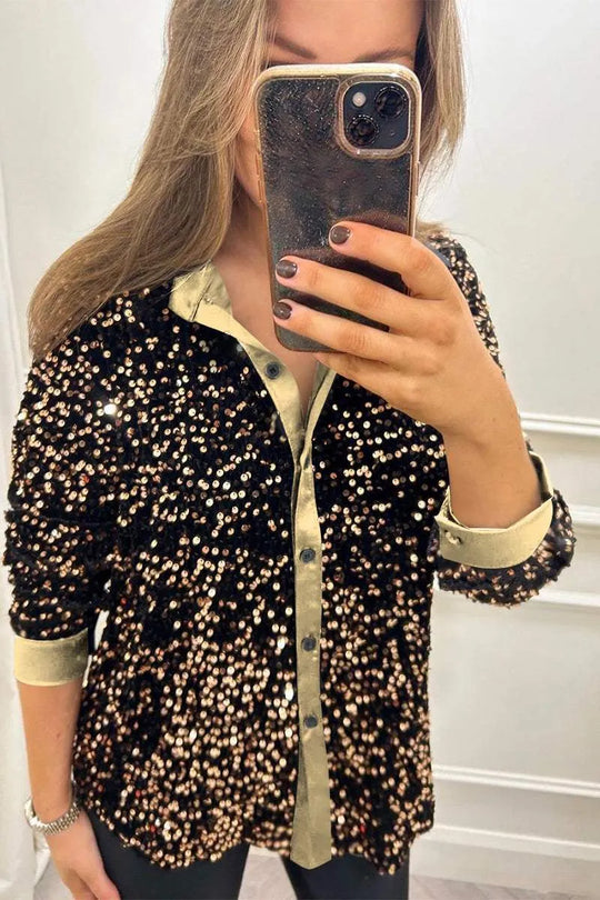 Women's Shimmer Sequin Shirt with Elegant Design and Comfortable Fit