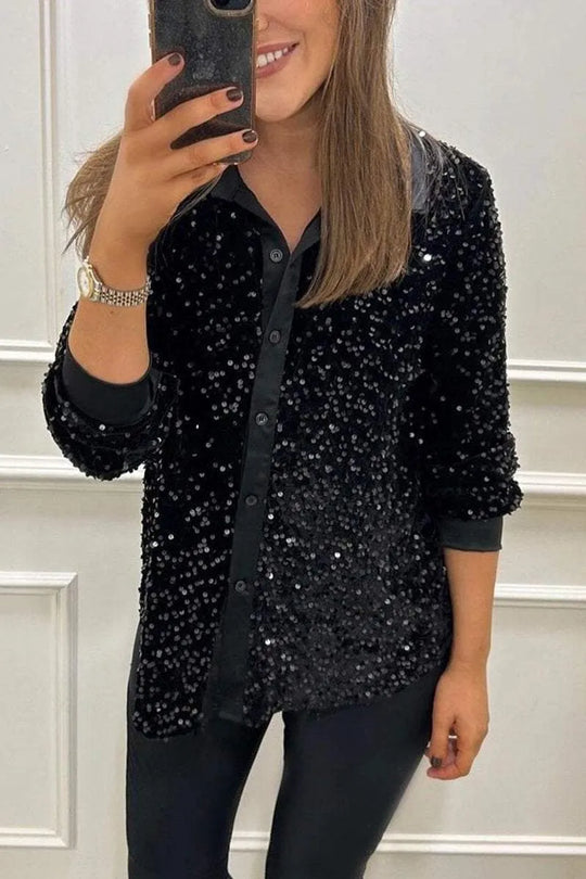 Women's Shimmer Sequin Shirt with Elegant Design and Comfortable Fit