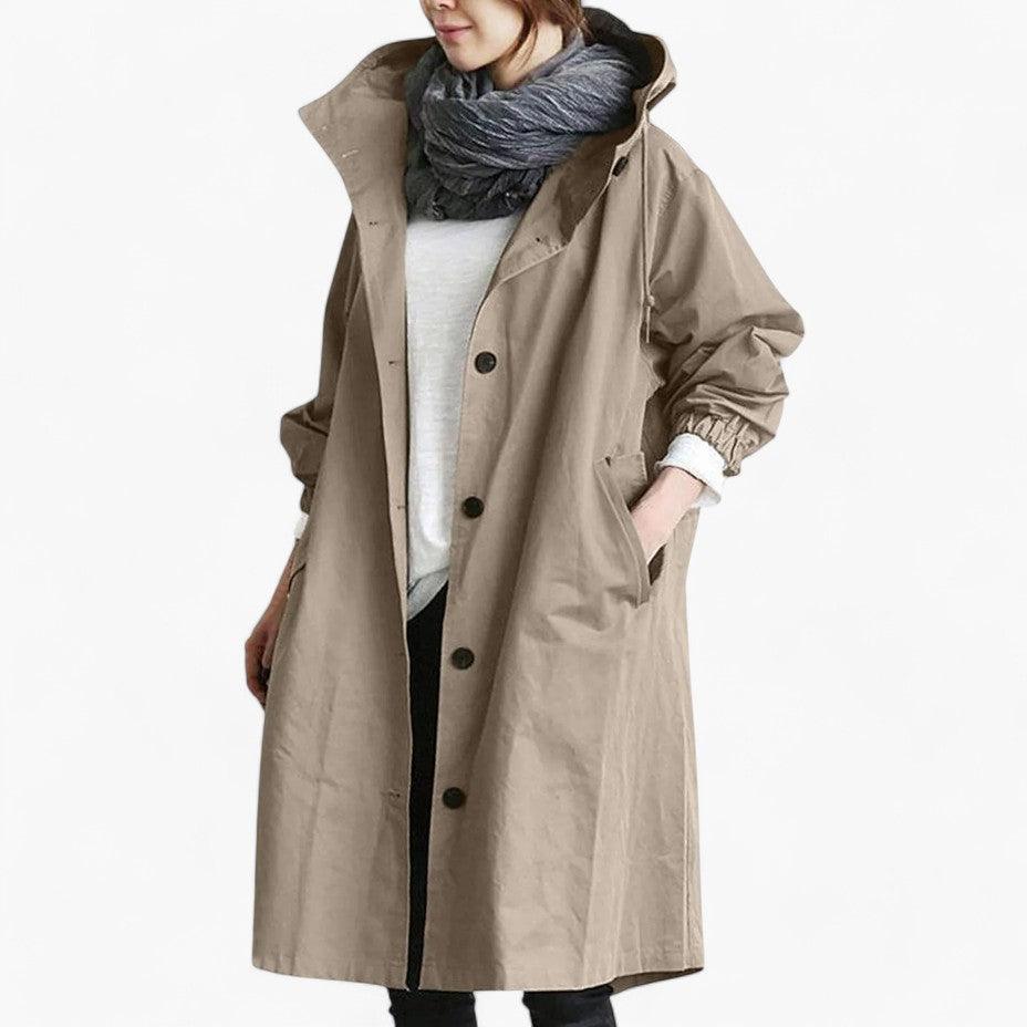 Women’s Trench Coat with Adjustable Waist and Structured Fit