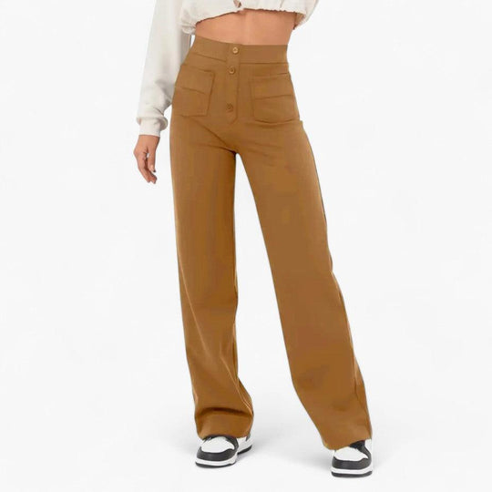 Women's Elastic Waist Trousers with Shaping Fit and Full Length