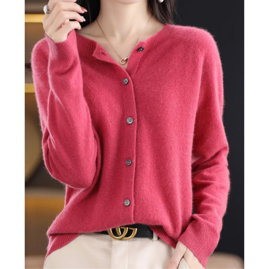 Women's Button-Front Cardigan with Long Sleeves