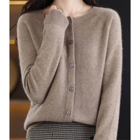 Women's Button-Front Cardigan with Long Sleeves