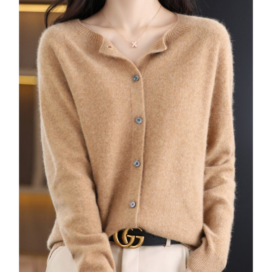 Women's Button-Front Cardigan with Long Sleeves