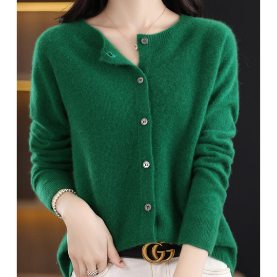 Women's Button-Front Cardigan with Long Sleeves