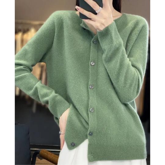 Women's Button-Front Cardigan with Long Sleeves