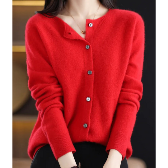Women's Button-Front Cardigan with Long Sleeves