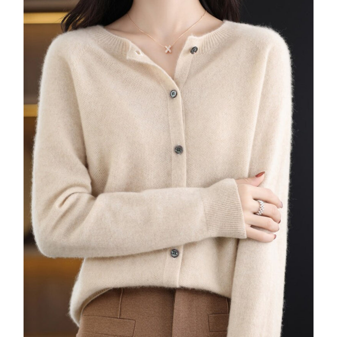 Women's Button-Front Cardigan with Long Sleeves