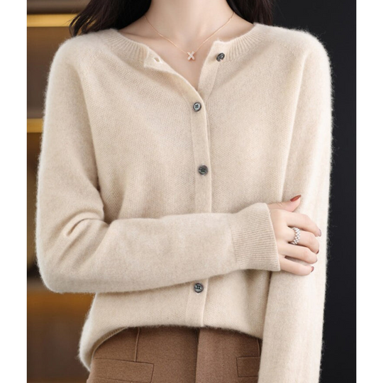 Women's Button-Front Cardigan with Long Sleeves