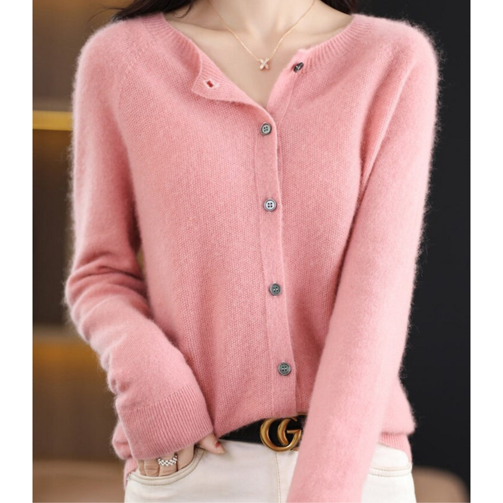 Women's Button-Front Cardigan with Long Sleeves