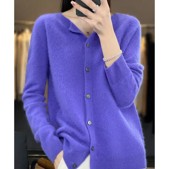 Women's Button-Front Cardigan with Long Sleeves