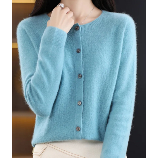 Women's Button-Front Cardigan with Long Sleeves