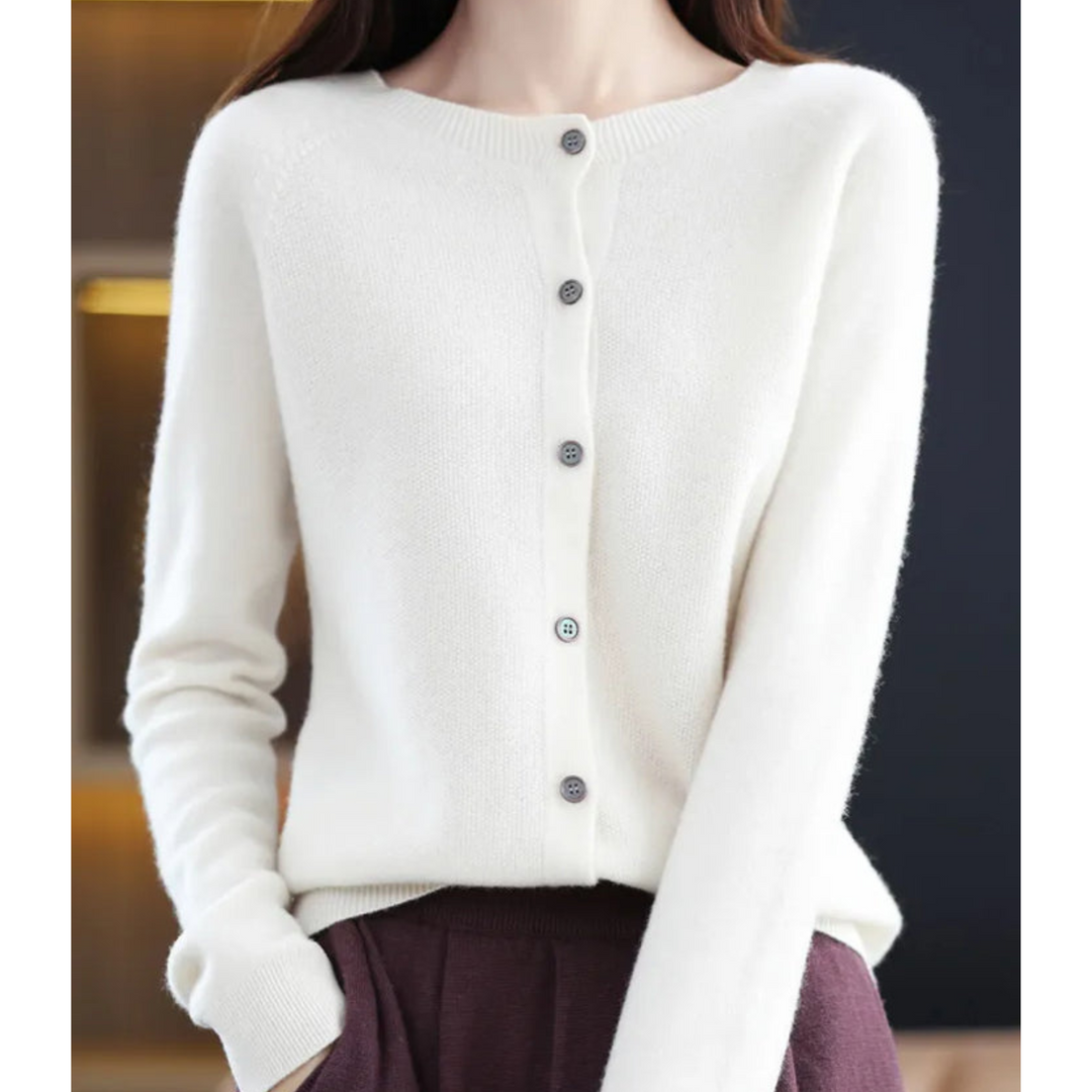 Women's Button-Front Cardigan with Long Sleeves
