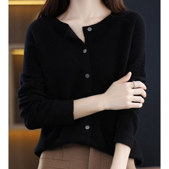 Women's Button-Front Cardigan with Long Sleeves
