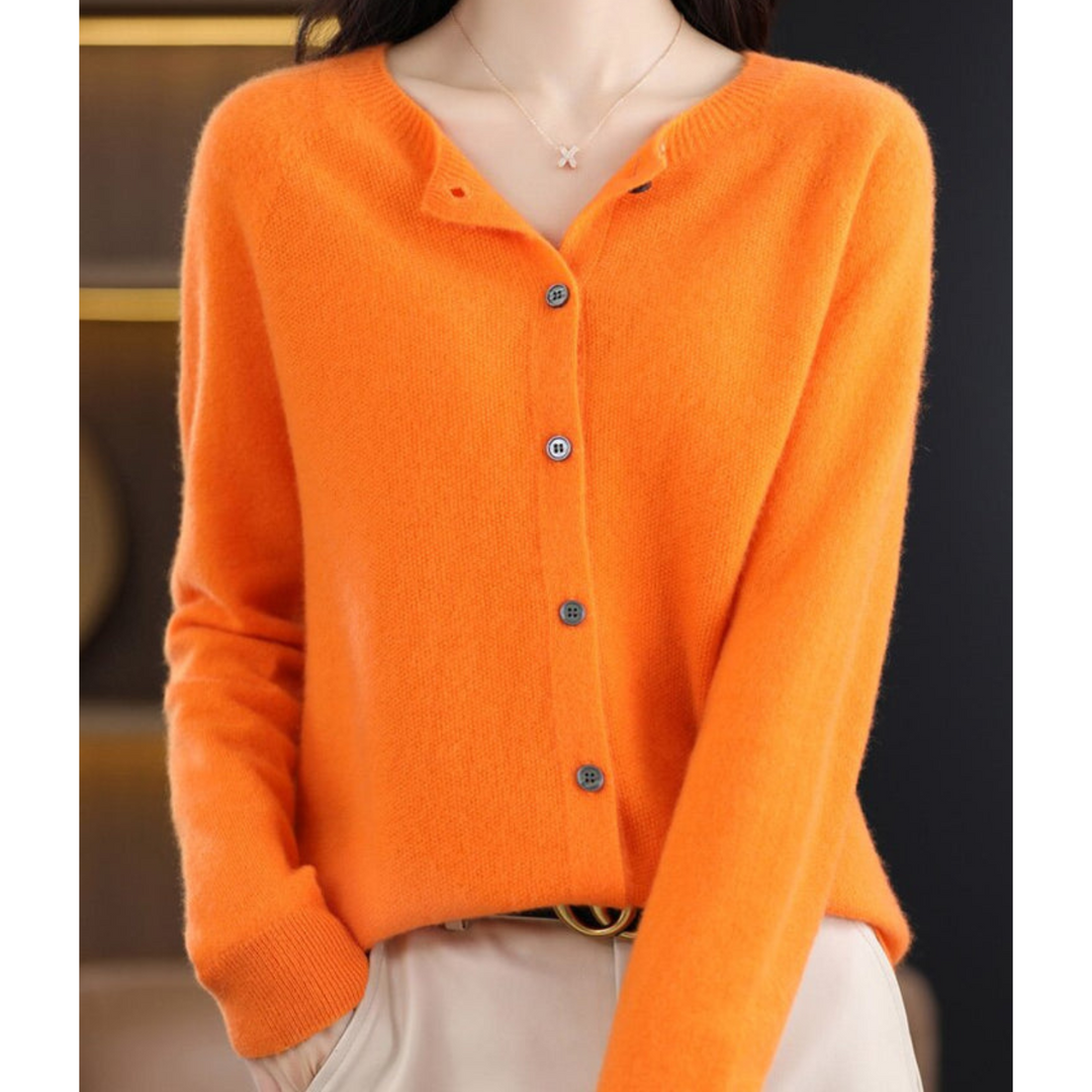 Women's Button-Front Cardigan with Long Sleeves