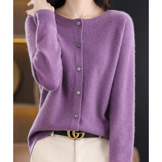 Women's Button-Front Cardigan with Long Sleeves