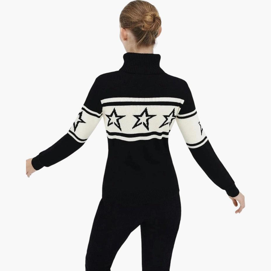 Women's Oversized Star-Pattern Turtleneck Jumper with Long Sleeves