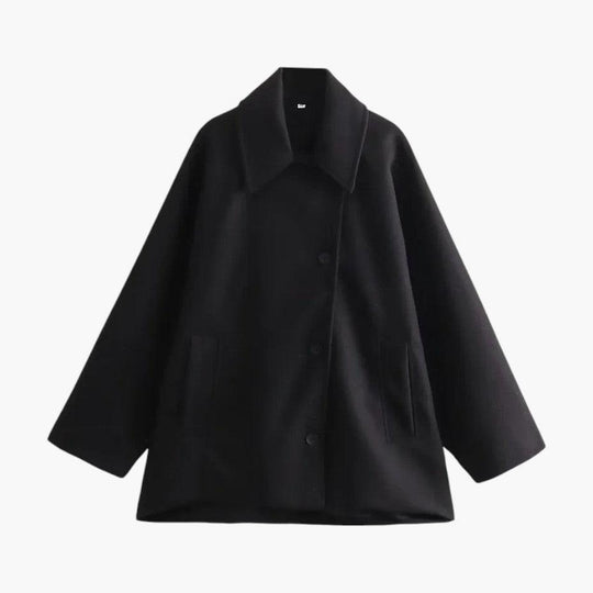 Women’s Winter Coat with Button Fastening and Shaped Silhouette