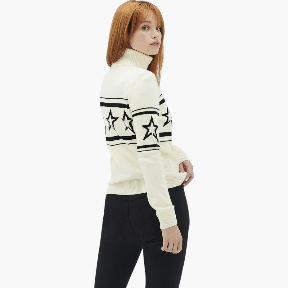 Women's Oversized Star-Pattern Turtleneck Jumper with Long Sleeves