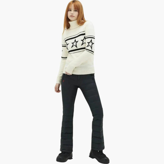 Women's Oversized Star-Pattern Turtleneck Jumper with Long Sleeves