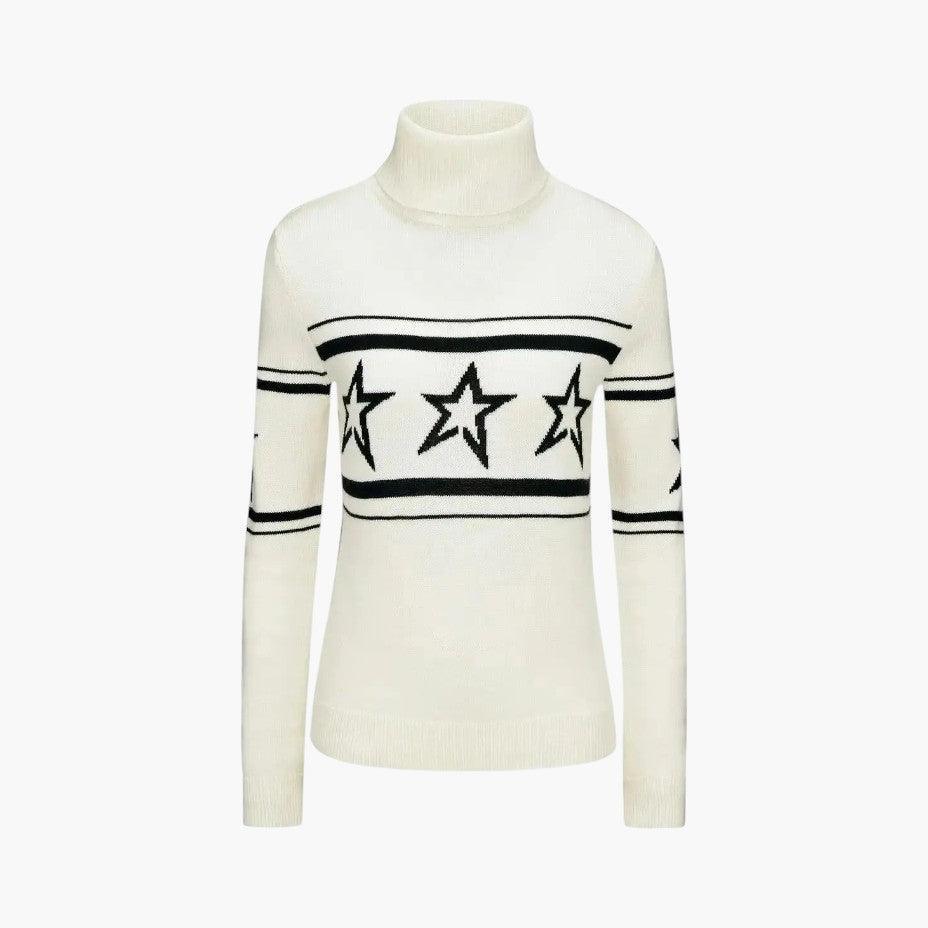 Women's Oversized Star-Pattern Turtleneck Jumper with Long Sleeves