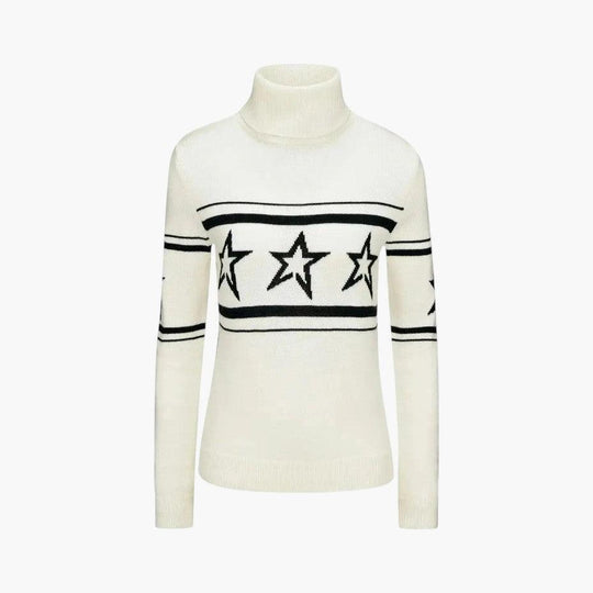 Women's Oversized Star-Pattern Turtleneck Jumper with Long Sleeves