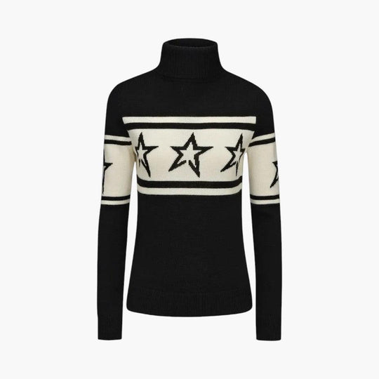 Women's Oversized Star-Pattern Turtleneck Jumper with Long Sleeves