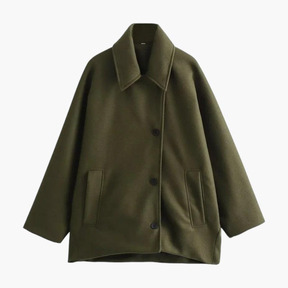 Women’s Winter Coat with Button Fastening and Shaped Silhouette