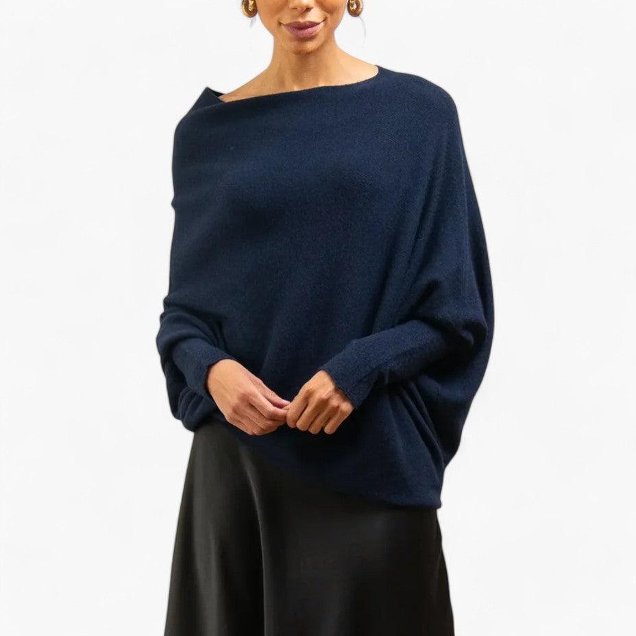 Women’s Jumper with Off-Shoulder Neckline and Knit Texture