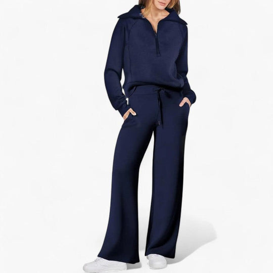 Women’s Two-Piece Lounge Set with Zip-Up Top and Matching Bottoms