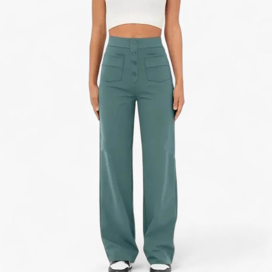 Women's Elastic Waist Trousers with Shaping Fit and Full Length