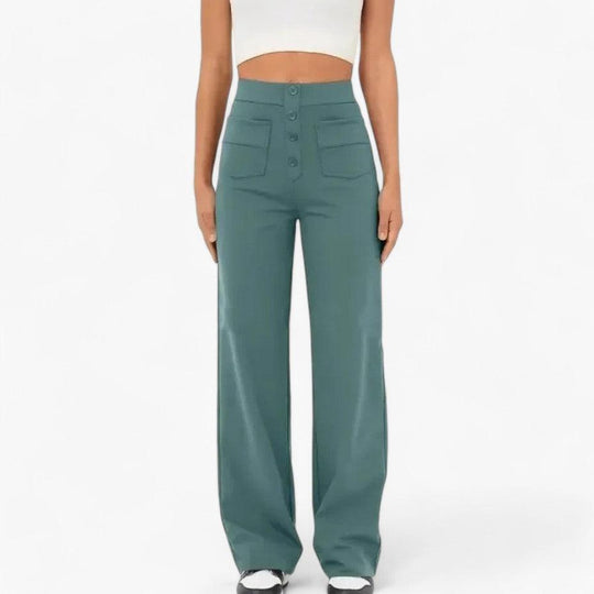 Women's Elastic Waist Trousers with Shaping Fit and Full Length