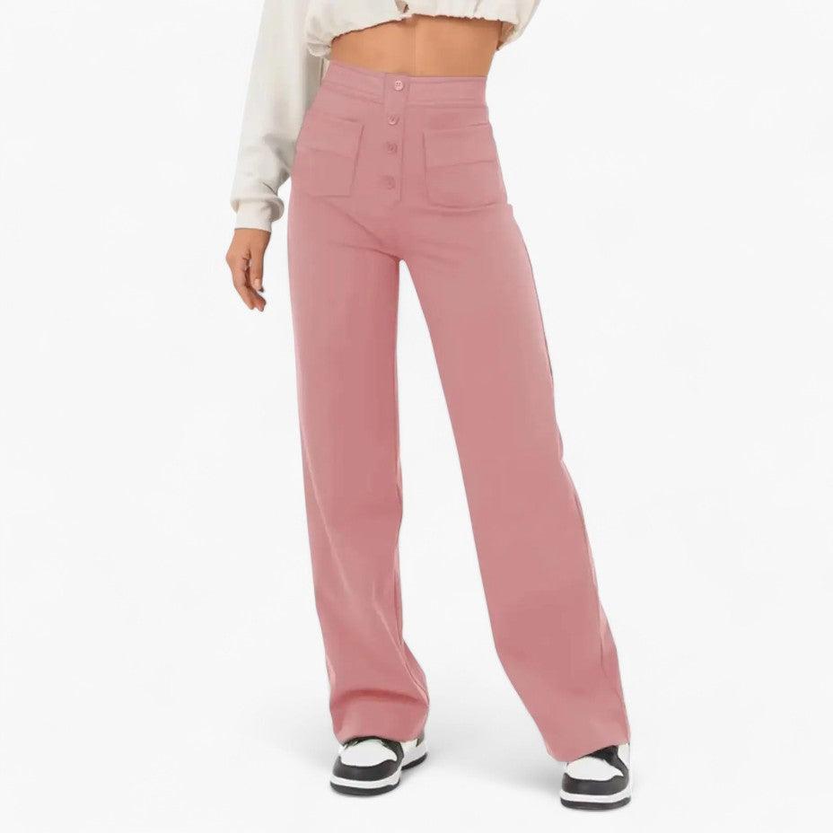 Women's Elastic Waist Trousers with Shaping Fit and Full Length